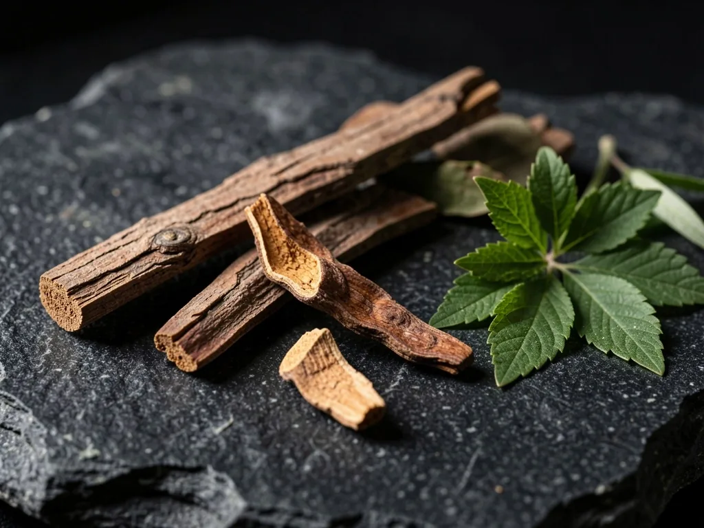 Dried botanical herbs on stone