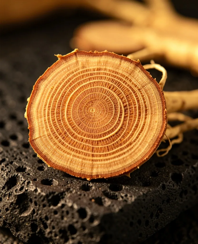 Ginseng root cross-section macro