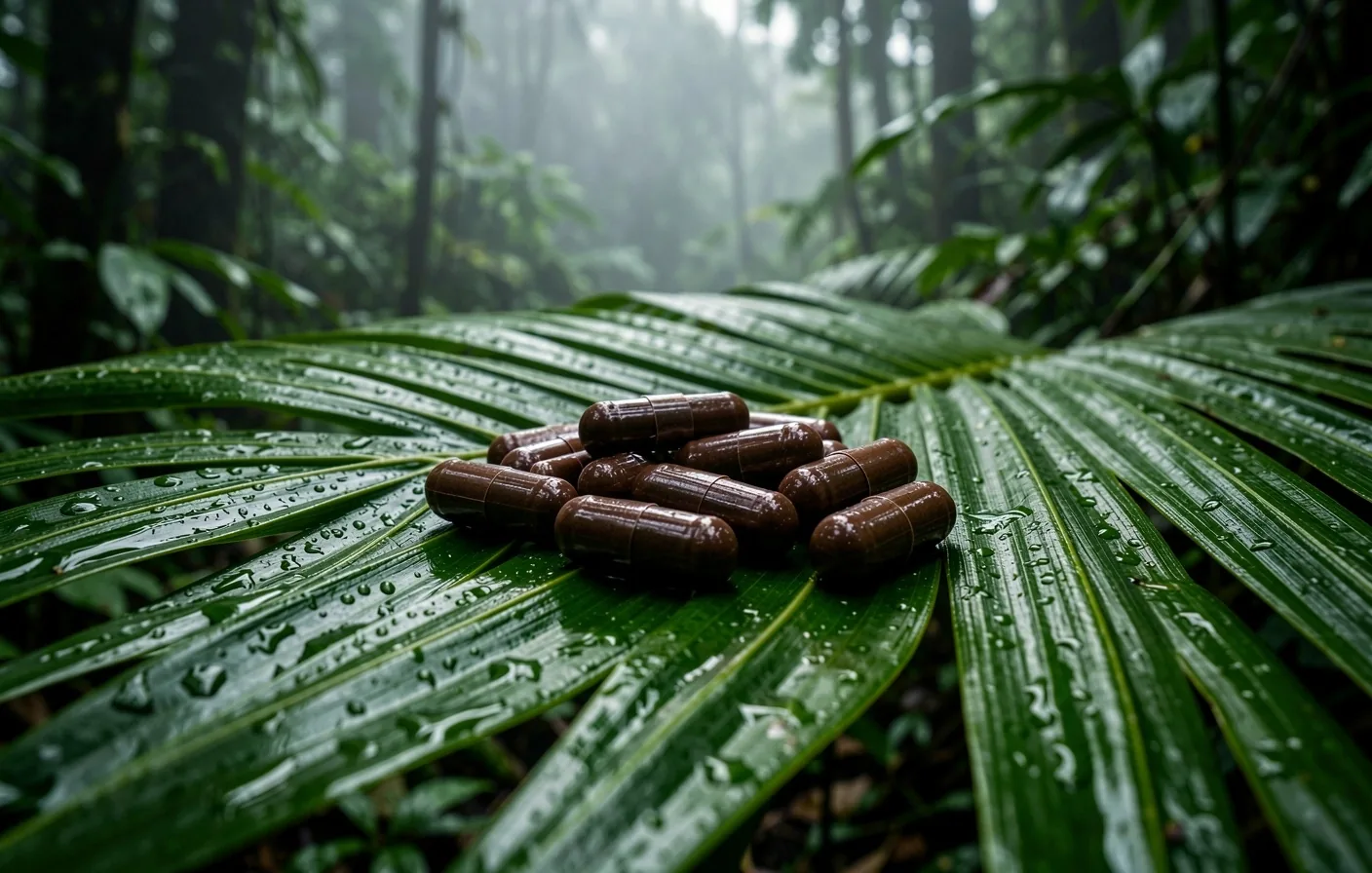 Macro view of tropical botanical greens